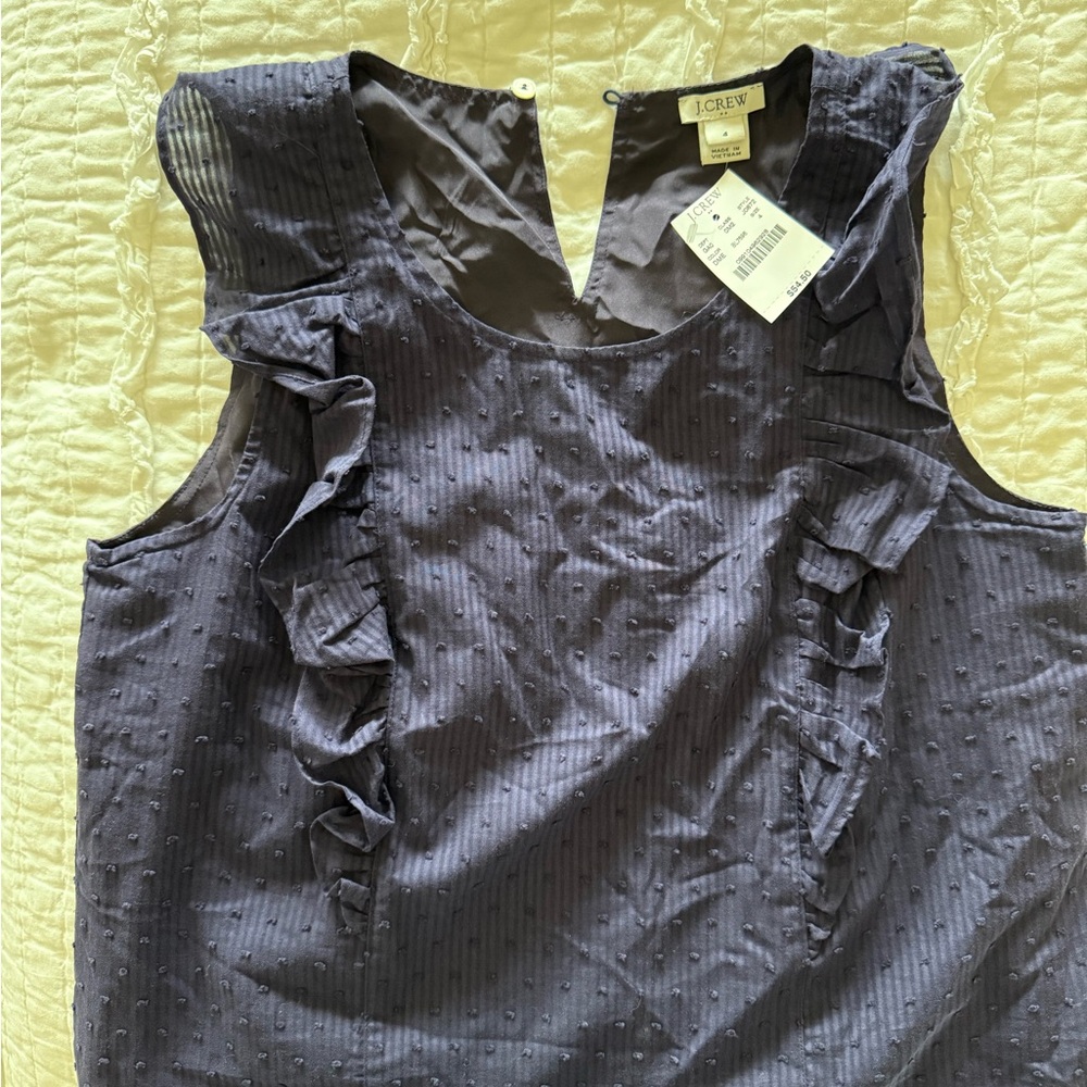 J. Crew Women's Navy Ruffle Top